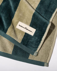 Beach Towel - Terry Green Stripe