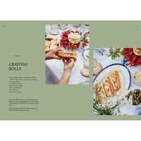 A collage of food on a table, inspired by Four Seasons of Cabin Cooking from Cozy Publishing, highlights simple recipes perfect for enjoying cabin meals all year round.