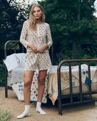 The Crop Sleep Henley in Indigo Rose