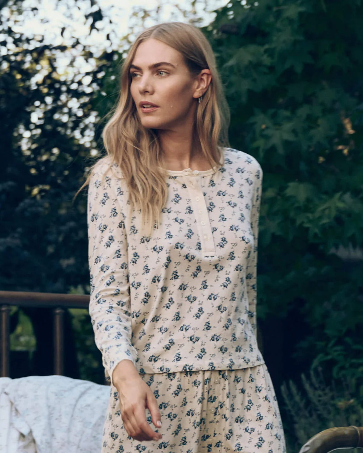 The Crop Sleep Henley in Indigo Rose