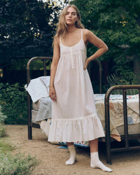The Eyelet Ruffle Tank Night Dress in True White