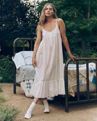 The Eyelet Ruffle Tank Night Dress in True White
