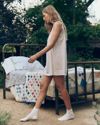 The Eyelet Mini Tank Dress in True White