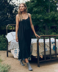The Eyelet Ruffle Tank Night Dress in Black
