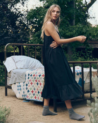 The Eyelet Ruffle Tank Night Dress in Black