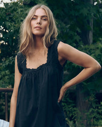 The Eyelet Mini Tank Dress in Black