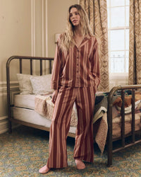 The Smocked Sleep Pant in Ganache Stripe