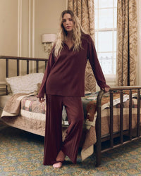 The Wide Leg Sleep Pant in Maroon