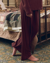 The Wide Leg Sleep Pant in Maroon