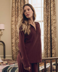The Slouch Sleep Henley in Maroon