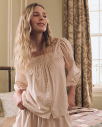 The Eyelet Button Sleep Top in Washed Rose