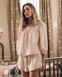The Eyelet Button Sleep Top in Washed Rose