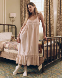 The Eyelet Ruffle Tank Night Dress in Washed Rose