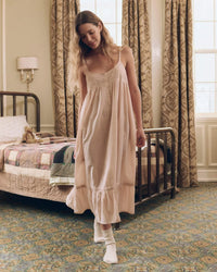 The Eyelet Ruffle Tank Night Dress in Washed Rose