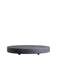 The 9.8 inch Rolling Stone Plant Trolley in Grey Terrazzo by Bergs Potter is a round, flat saucer with small feet and Bergs embossed on the side, shown against a white background.