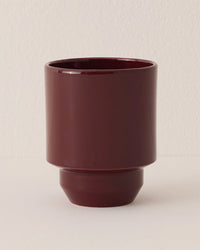 Bergs Potter Hoff Glazed 7.1 inch Pot in Deep Burgundy