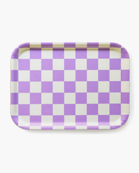 BLU KAT Checker 27x20cm Rectangular Serving Tray in Butter/Lavender