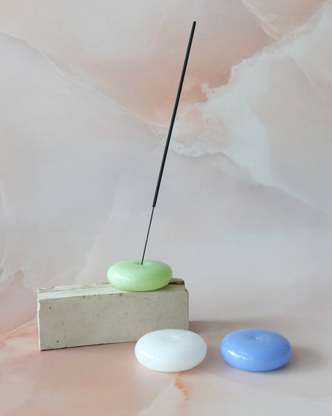 BOTANICA Bubble Incense Holder in Blue Milk Glass – Baske