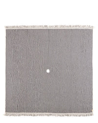 The Beach Blanket - Laurens Navy Stripe by Business & Pleasure Co is a rectangular 100% cotton blanket with black and white stripes, fringe edges, and a small round hole in the center.