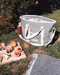Business & Pleasure Co Cooler Tote Bag - Laurens Navy Stripe