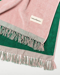 Business & Pleasure Co Holiday Beach Towel - Ocean Green & Pink Stripe