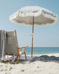 Business & Pleasure Co Premium Beach Umbrella - Laurens Navy Stripe