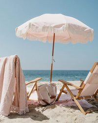 Business & Pleasure Co Premium Beach Umbrella - Laurens Pink Stripe