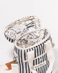 Business & Pleasure Co Wine Cooler Tote Bag - Laurens Navy Stripe