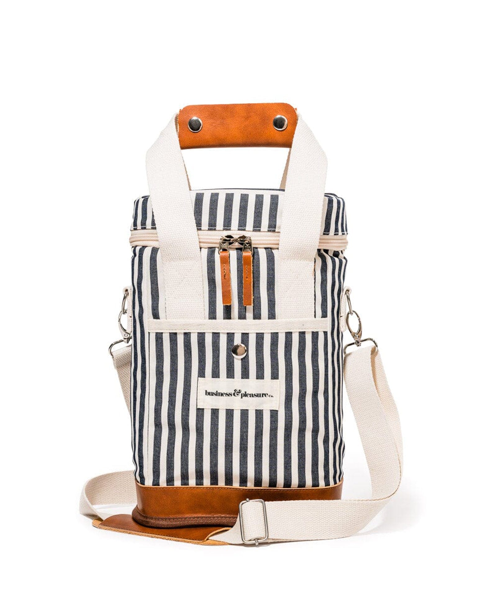Wine Cooler Tote Bag - Laurens Navy Stripe