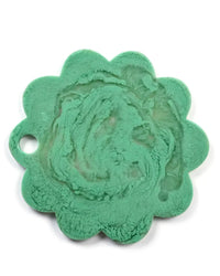 The Casa Amarosa 12in Scallop Resin Cheese/Charcuterie Board in Green features a unique flower-shaped design, making it a stylish addition to any artisan decor or handmade cheese board collection.