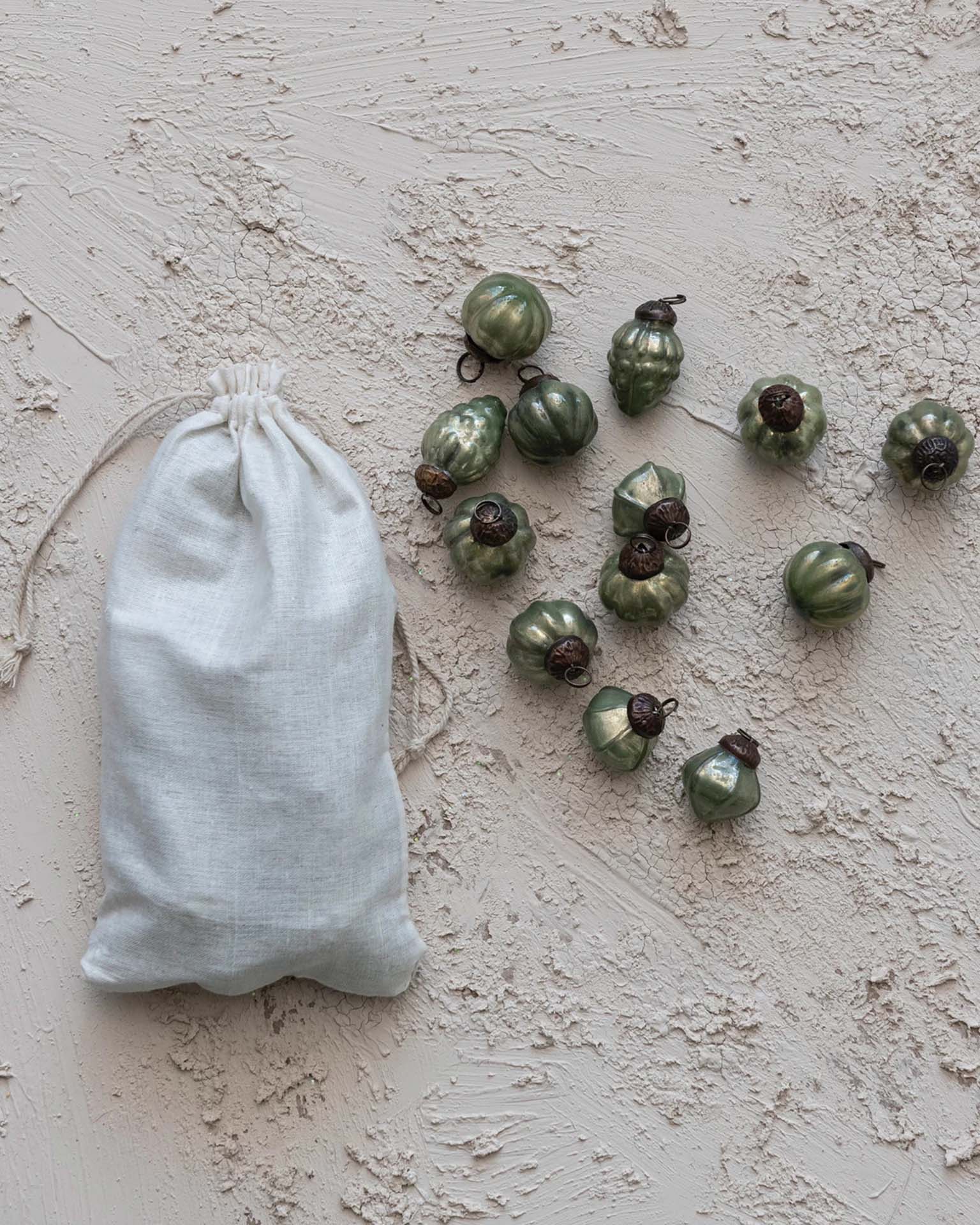 creativeco-op Mercury Glass Ornaments in Bag, Olive Green, S/36