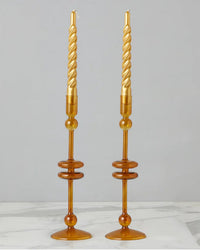 etúHOME Amber Glass Candlesticks Set of 2 - Large