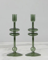 etúHOME Emerald Glass Candlesticks Set of 2 - Small