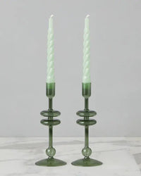 etúHOME Emerald Glass Candlesticks Set of 2 - Small