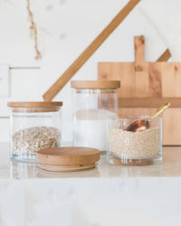 etúHOME Home Natural Modern Wood Top Canister, Small
