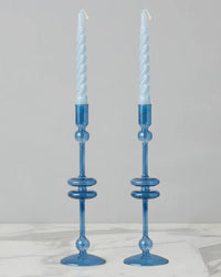 etúHOME Sapphire Glass Candlesticks Set of 2 - Large