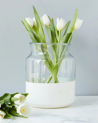 etúHOME White Colorblock Mason Jar, Small