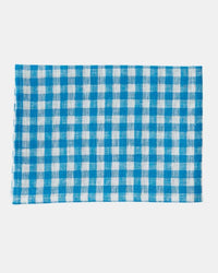 Fog Linen Work Home Turquoise/White Check / O/S Linen Kitchen Cloth - Leo