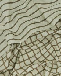 The Essential Dish Towels in Olive/Sage by Hawkins New York, sold as a set of 2, feature subtle stripes and grid patterns—draped in a classic style for absorbent, stylish kitchen use.