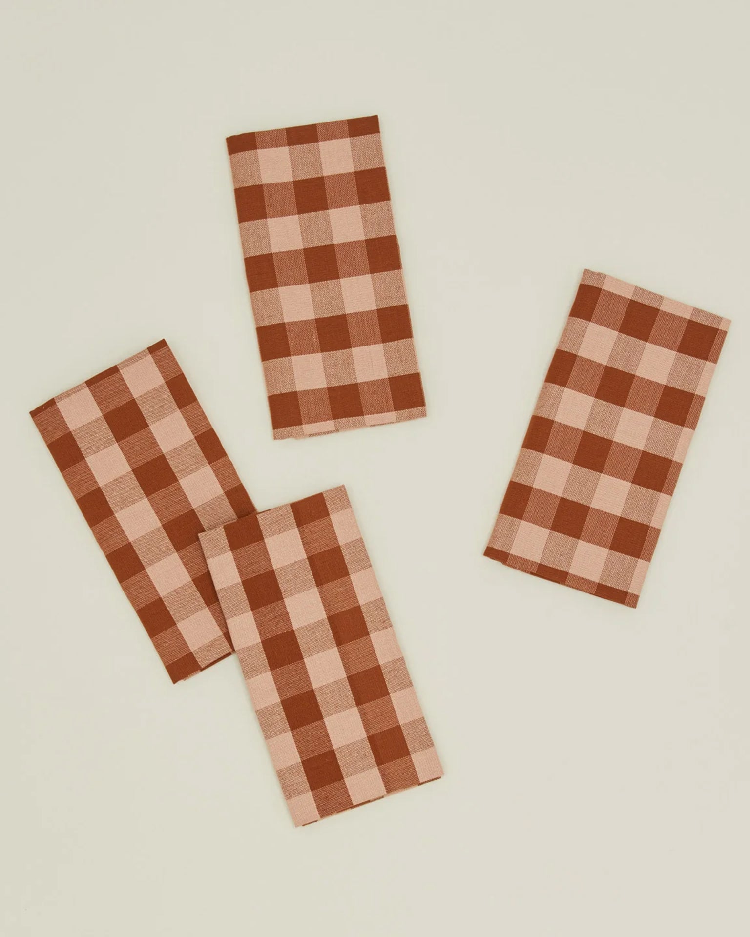 Essential Gingham Dinner Napkins in Blush/Terracotta - Set of 4