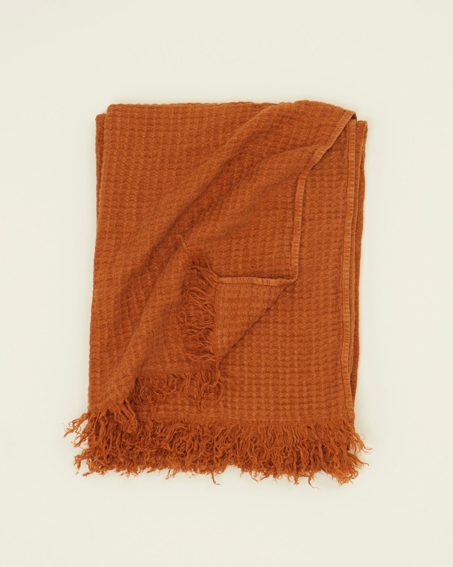Simple Linen Throw in Terracotta
