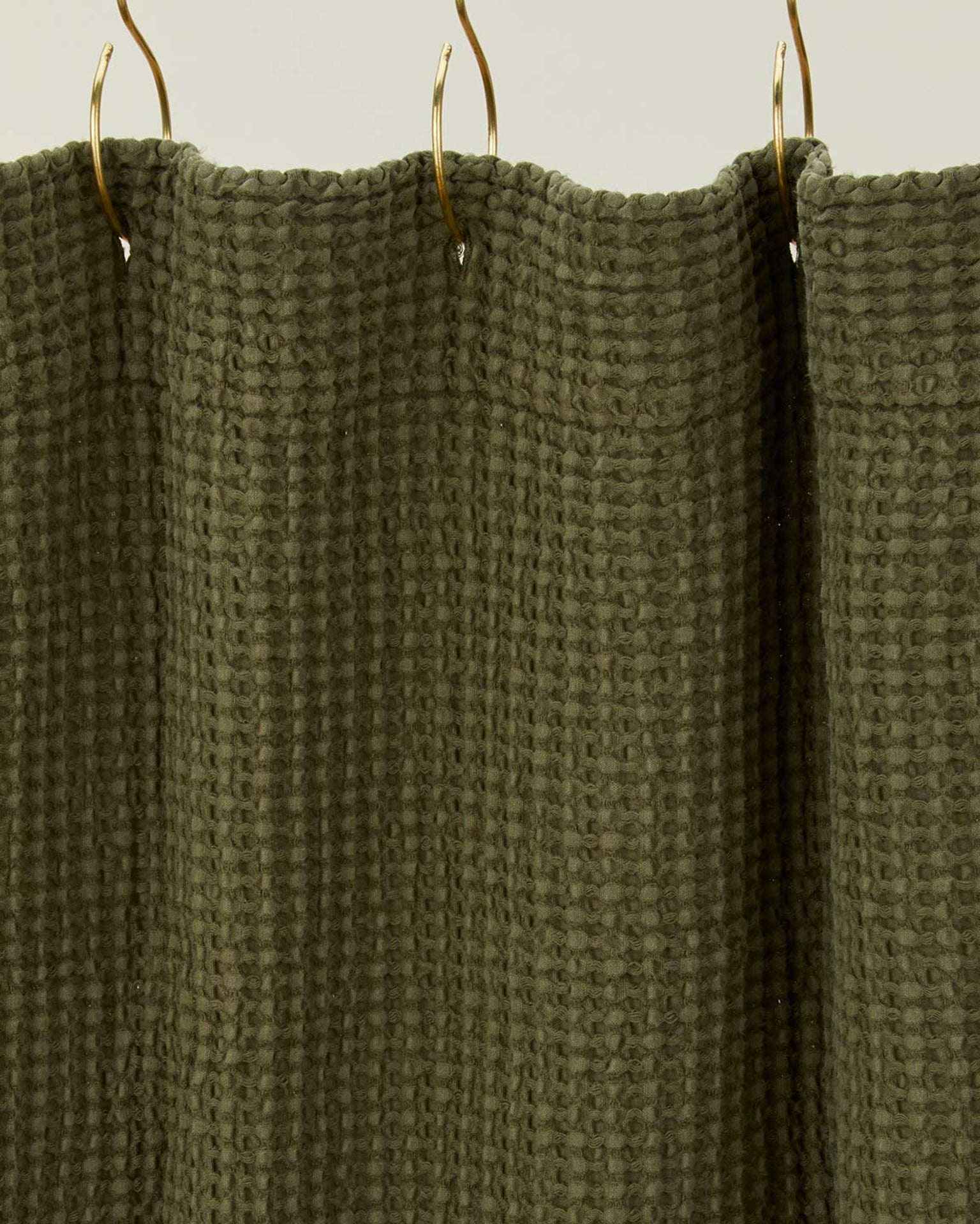 Simple Waffle Shower Curtain in Olive