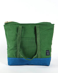 IMMODEST COTTON Small Zipper Tote in Pine/Ocean