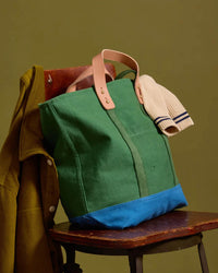 IMMODEST COTTON Small Zipper Tote in Pine/Ocean