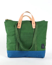 IMMODEST COTTON Small Zipper Tote in Pine/Ocean