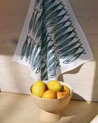 Julie Peach White Sardines 20 inch Tea Towel