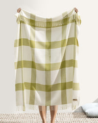 Lands Downunder Home Lemongrass Wellington Plaid Throw in Lemongrass