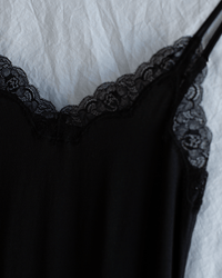 Only Hearts Org Cttn w/ Lace Trim Chemise Gown in Black