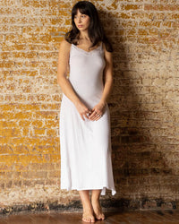 Only Hearts Org Cttn w/ Lace Trim Chemise Gown in White