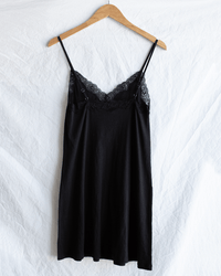 Only Hearts Org Cttn w/ Lace Trim Chemise in Black